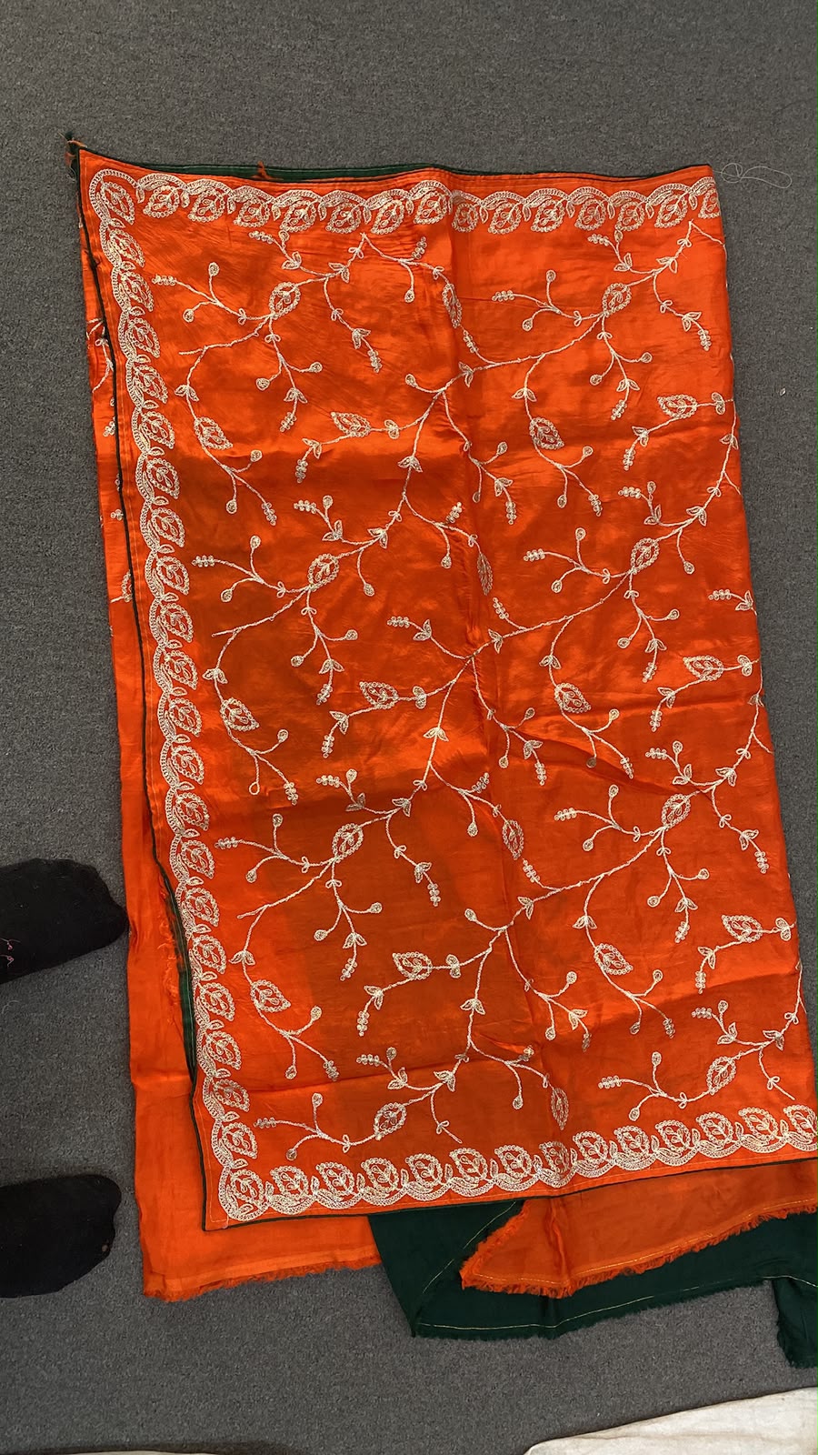 The Orange Vine Embroidered Saree detail
